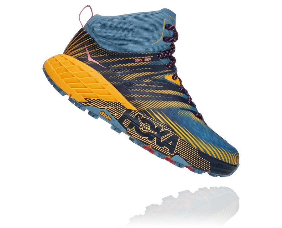 Tenis Trail Hoka One One Feminino Azuis - Speedgoat Mid Gore-Tex 2 - 854-HKUBFM